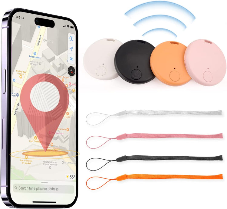 Key or Phone Finders, 4 Pack Portable Mini Bluetooth Tracker, Item Locator GPS Tracking for Pets Wallet Keychain Backpack, App Control Compatible with iOS Android Phone