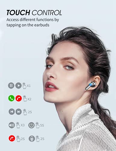 Wireless Earbuds 5.1, Bluetooth Headphones in-Ear, 35H Playtime, USB-C Fast Charge, Wireless Earphones Deep Bass, Touch Control, IPX7 Waterproof Sport Wireless Headphones