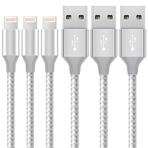 iPhone Charger Cable Lightning Cable 3Pack 3FT/1M Nylon Braided Fast Charging & Sync iPhone Charger Wire Compatible with iPhone XS/XR/X/8/8 Plus/7/6/6 plus/5/5S, iPad Pro/Air/mini and More