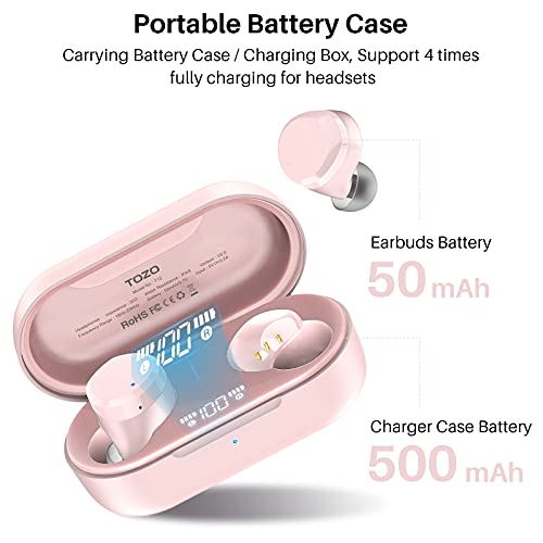Wireless Earbuds Bluetooth Headphones Premium Fidelity Sound Quality Wireless Charging Case Digital LED Intelligence Display IPX8 Waterproof Earphones Built-in Mic Headset for Sport Black
