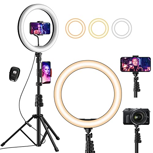 UPhitnis 10" Ring Light with Tripod Stand & Phone Holder, Selfie Ring Light with 63" Tripod Stand with 3 Light Modes & 10 Brightness Level for YouTube/Instagram/Video/Photography/Live Streaming…