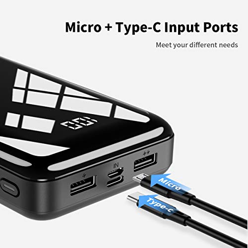 Power Bank 30000mAh Huge Capacity Portable Charger, External Battery with 2 USB Output & Input Ports USB-C Fast Charging Battery Pack for Smartphone Samsung Huawei and More