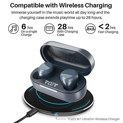Wireless Earbuds Bluetooth Headphones Premium Fidelity Sound Quality Wireless Charging Case Digital LED Intelligence Display IPX8 Waterproof Earphones Built-in Mic Headset for Sport Black