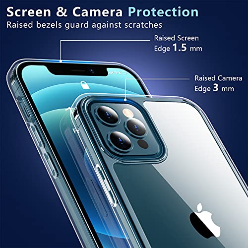 Temdan Clear Case Compatible with iPhone 12 Case/iPhone 12 Pro Case, Non-Yellowing Shockproof Protective Phone Case- Slim Thin