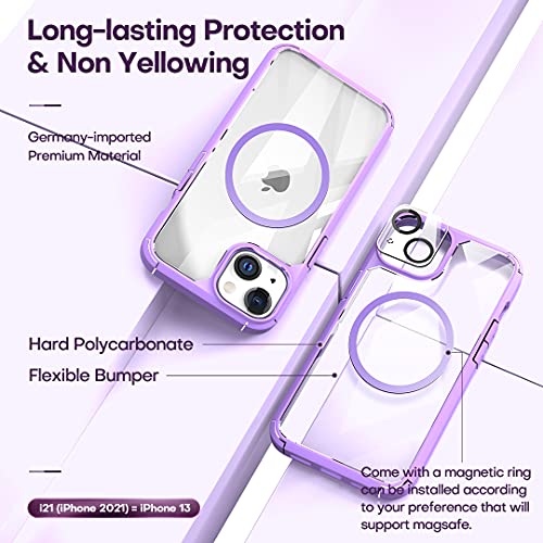 3 in 1 Defender Designed for iPhone 13 Case 6.1 Inch, with 2 Pack Tempered Glass Screen Protector + 2 Pack Camera Lens Protector