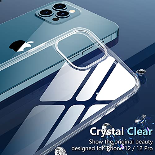 Temdan Clear Case Compatible with iPhone 12 Case/iPhone 12 Pro Case, Non-Yellowing Shockproof Protective Phone Case- Slim Thin