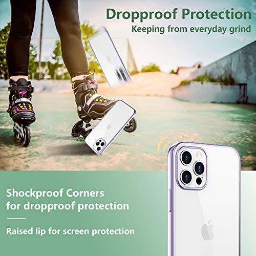 Temdan Clear Case Compatible with iPhone 12 Case/iPhone 12 Pro Case, Non-Yellowing Shockproof Protective Phone Case- Slim Thin