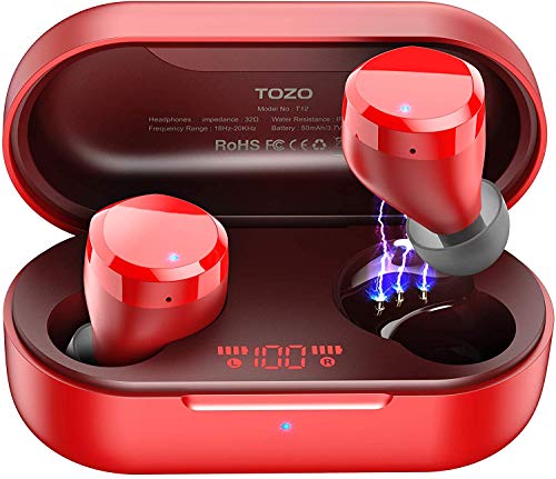 Wireless Earbuds Bluetooth Headphones Premium Fidelity Sound Quality Wireless Charging Case Digital LED Intelligence Display IPX8 Waterproof Earphones Built-in Mic Headset for Sport Black