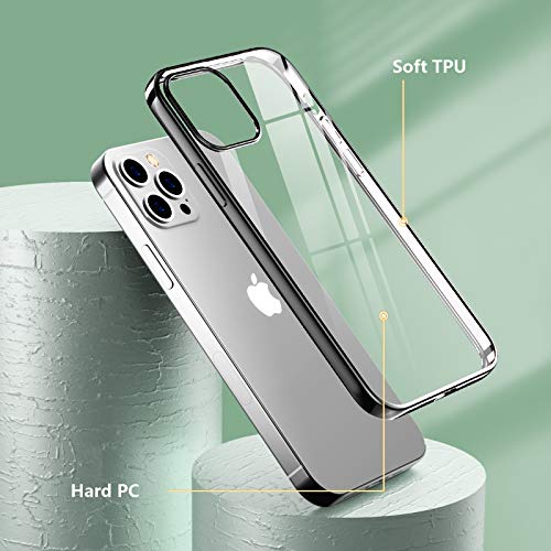Temdan Clear Case Compatible with iPhone 12 Case/iPhone 12 Pro Case, Non-Yellowing Shockproof Protective Phone Case- Slim Thin