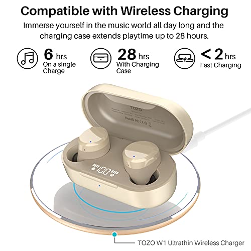 Wireless Earbuds Bluetooth Headphones Premium Fidelity Sound Quality Wireless Charging Case Digital LED Intelligence Display IPX8 Waterproof Earphones Built-in Mic Headset for Sport Black