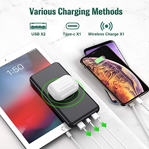 Wireless Power Bank 26800mAh - 10W Wireless Charging+18W PD Fast Charging Feob Portable Charger【2 Fast Charging Port + Simultaneous Charging 4 Devices】External Battery for iPhone Samsung and More