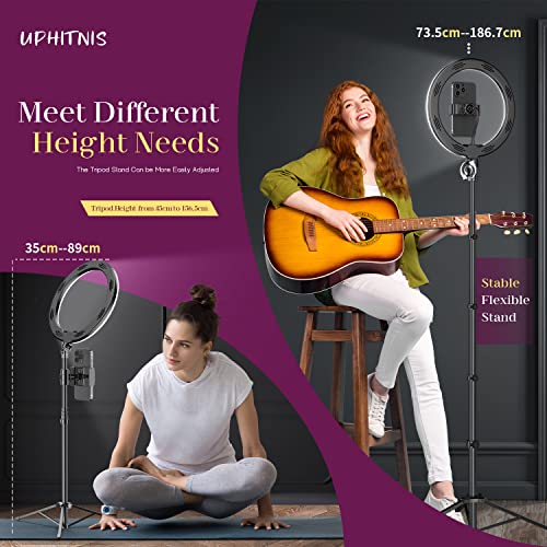 UPhitnis 10" Ring Light with Tripod Stand & Phone Holder, Selfie Ring Light with 63" Tripod Stand with 3 Light Modes & 10 Brightness Level for YouTube/Instagram/Video/Photography/Live Streaming…