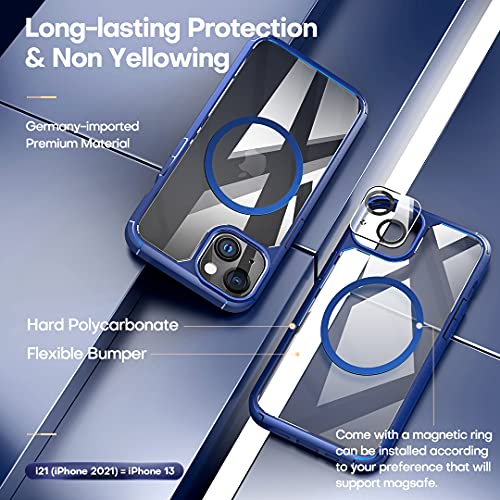 3 in 1 Defender Designed for iPhone 13 Case 6.1 Inch, with 2 Pack Tempered Glass Screen Protector + 2 Pack Camera Lens Protector