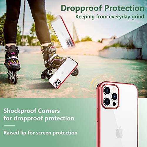 Temdan Clear Case Compatible with iPhone 12 Case/iPhone 12 Pro Case, Non-Yellowing Shockproof Protective Phone Case- Slim Thin