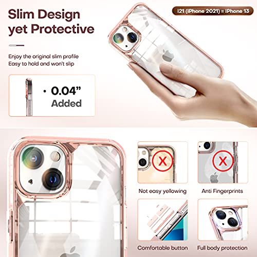 3 in 1 Defender Designed for iPhone 13 Case 6.1 Inch, with 2 Pack Tempered Glass Screen Protector + 2 Pack Camera Lens Protector