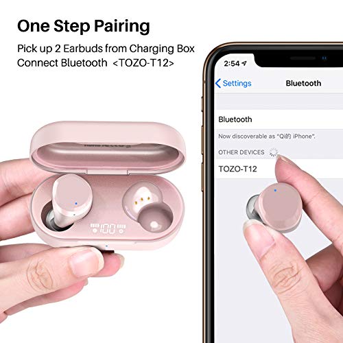 Wireless Earbuds Bluetooth Headphones Premium Fidelity Sound Quality Wireless Charging Case Digital LED Intelligence Display IPX8 Waterproof Earphones Built-in Mic Headset for Sport Black