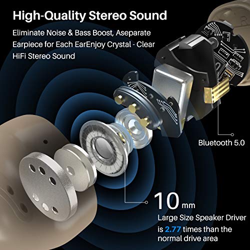 Wireless Earbuds Bluetooth Headphones Premium Fidelity Sound Quality Wireless Charging Case Digital LED Intelligence Display IPX8 Waterproof Earphones Built-in Mic Headset for Sport Black