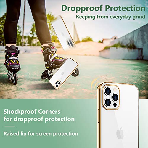 Temdan Clear Case Compatible with iPhone 12 Case/iPhone 12 Pro Case, Non-Yellowing Shockproof Protective Phone Case- Slim Thin