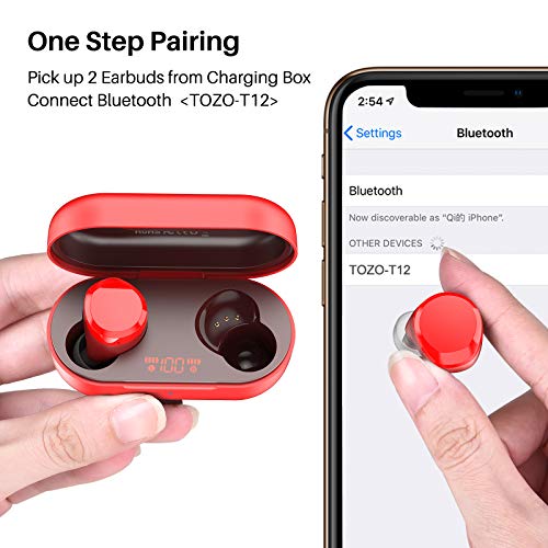 Wireless Earbuds Bluetooth Headphones Premium Fidelity Sound Quality Wireless Charging Case Digital LED Intelligence Display IPX8 Waterproof Earphones Built-in Mic Headset for Sport Black
