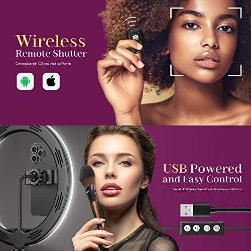 UPhitnis 10" Ring Light with Tripod Stand & Phone Holder, Selfie Ring Light with 63" Tripod Stand with 3 Light Modes & 10 Brightness Level for YouTube/Instagram/Video/Photography/Live Streaming…