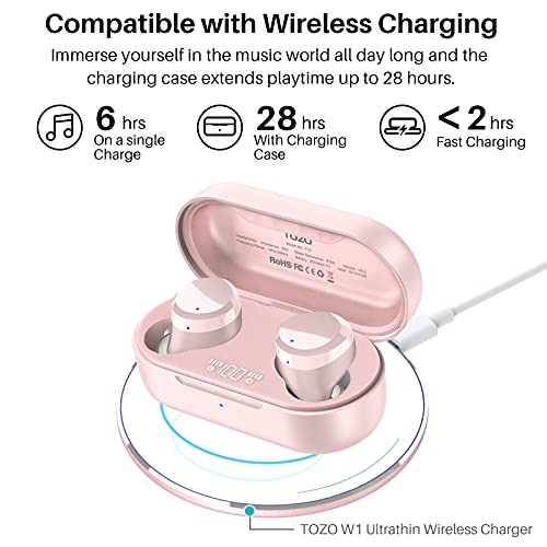 Wireless Earbuds Bluetooth Headphones Premium Fidelity Sound Quality Wireless Charging Case Digital LED Intelligence Display IPX8 Waterproof Earphones Built-in Mic Headset for Sport Black