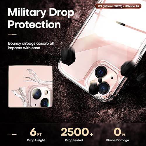 3 in 1 Defender Designed for iPhone 13 Case 6.1 Inch, with 2 Pack Tempered Glass Screen Protector + 2 Pack Camera Lens Protector