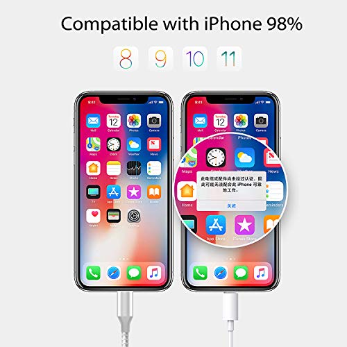 iPhone Charger Cable Lightning Cable 3Pack 3FT/1M Nylon Braided Fast Charging & Sync iPhone Charger Wire Compatible with iPhone XS/XR/X/8/8 Plus/7/6/6 plus/5/5S, iPad Pro/Air/mini and More