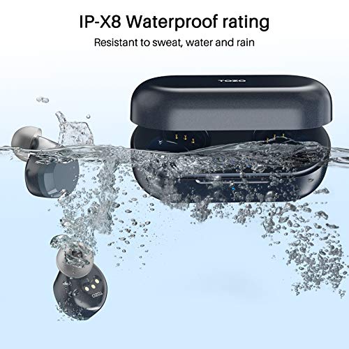 Wireless Earbuds Bluetooth Headphones Premium Fidelity Sound Quality Wireless Charging Case Digital LED Intelligence Display IPX8 Waterproof Earphones Built-in Mic Headset for Sport Black