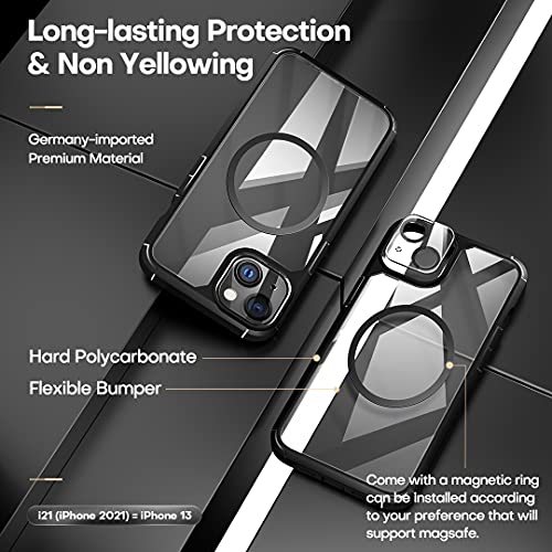 3 in 1 Defender Designed for iPhone 13 Case 6.1 Inch, with 2 Pack Tempered Glass Screen Protector + 2 Pack Camera Lens Protector