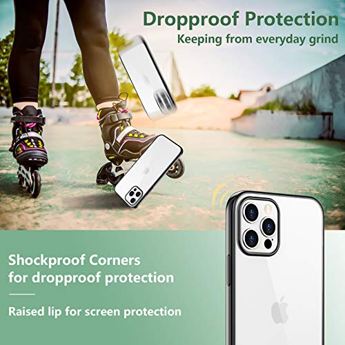 Temdan Clear Case Compatible with iPhone 12 Case/iPhone 12 Pro Case, Non-Yellowing Shockproof Protective Phone Case- Slim Thin