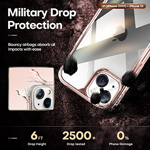 3 in 1 Defender Designed for iPhone 13 Case 6.1 Inch, with 2 Pack Tempered Glass Screen Protector + 2 Pack Camera Lens Protector
