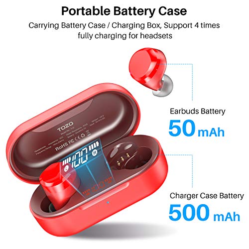 Wireless Earbuds Bluetooth Headphones Premium Fidelity Sound Quality Wireless Charging Case Digital LED Intelligence Display IPX8 Waterproof Earphones Built-in Mic Headset for Sport Black