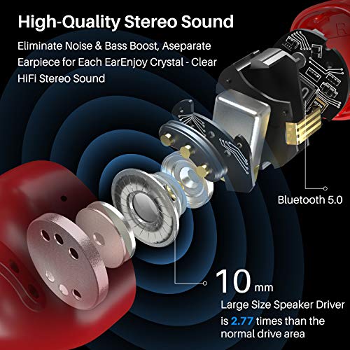 Wireless Earbuds Bluetooth Headphones Premium Fidelity Sound Quality Wireless Charging Case Digital LED Intelligence Display IPX8 Waterproof Earphones Built-in Mic Headset for Sport Black