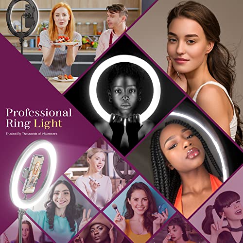 UPhitnis 10" Ring Light with Tripod Stand & Phone Holder, Selfie Ring Light with 63" Tripod Stand with 3 Light Modes & 10 Brightness Level for YouTube/Instagram/Video/Photography/Live Streaming…