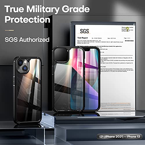 3 in 1 Defender Designed for iPhone 13 Case 6.1 Inch, with 2 Pack Tempered Glass Screen Protector + 2 Pack Camera Lens Protector