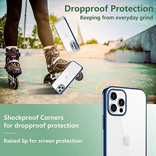 Temdan Clear Case Compatible with iPhone 12 Case/iPhone 12 Pro Case, Non-Yellowing Shockproof Protective Phone Case- Slim Thin