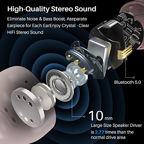 Wireless Earbuds Bluetooth Headphones Premium Fidelity Sound Quality Wireless Charging Case Digital LED Intelligence Display IPX8 Waterproof Earphones Built-in Mic Headset for Sport Black
