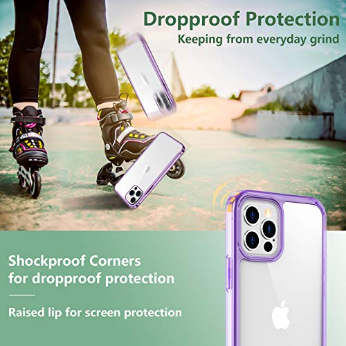 Temdan Clear Case Compatible with iPhone 12 Case/iPhone 12 Pro Case, Non-Yellowing Shockproof Protective Phone Case- Slim Thin