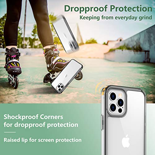 Temdan Clear Case Compatible with iPhone 12 Case/iPhone 12 Pro Case, Non-Yellowing Shockproof Protective Phone Case- Slim Thin