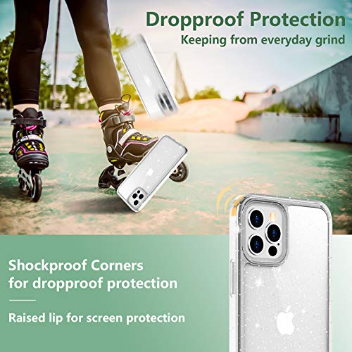 Temdan Clear Case Compatible with iPhone 12 Case/iPhone 12 Pro Case, Non-Yellowing Shockproof Protective Phone Case- Slim Thin