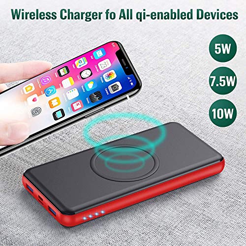 Wireless Power Bank 26800mAh - 10W Wireless Charging+18W PD Fast Charging Feob Portable Charger【2 Fast Charging Port + Simultaneous Charging 4 Devices】External Battery for iPhone Samsung and More