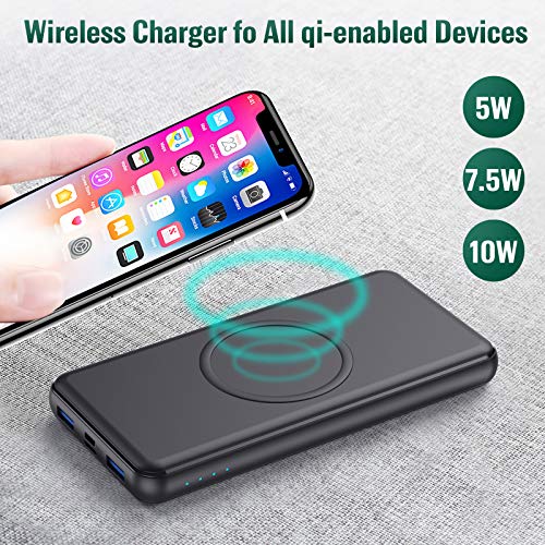 Wireless Power Bank 26800mAh - 10W Wireless Charging+18W PD Fast Charging Feob Portable Charger【2 Fast Charging Port + Simultaneous Charging 4 Devices】External Battery for iPhone Samsung and More