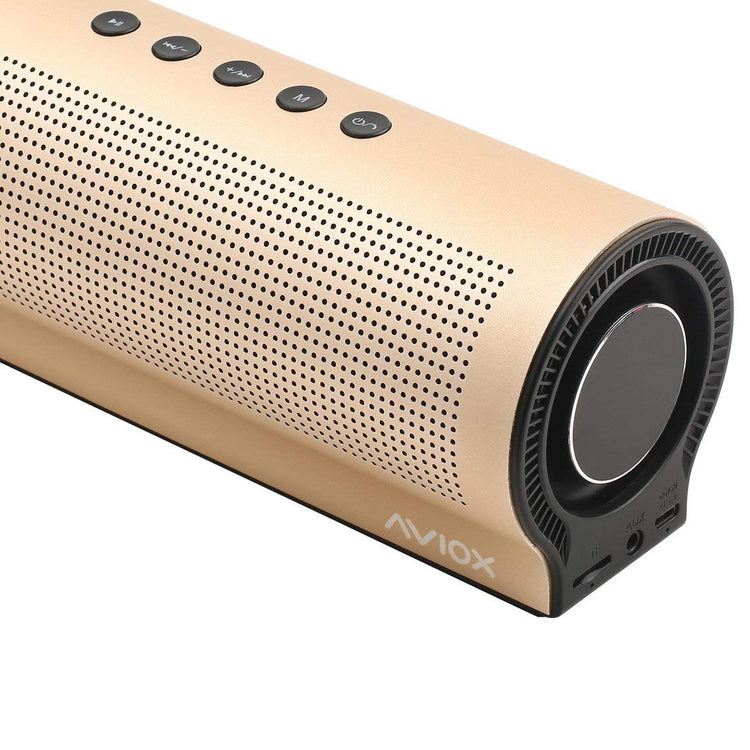 GOLD WIRELESS BLUETOOTH SPEAKER WITH FM RADIO TUBE SHAPED