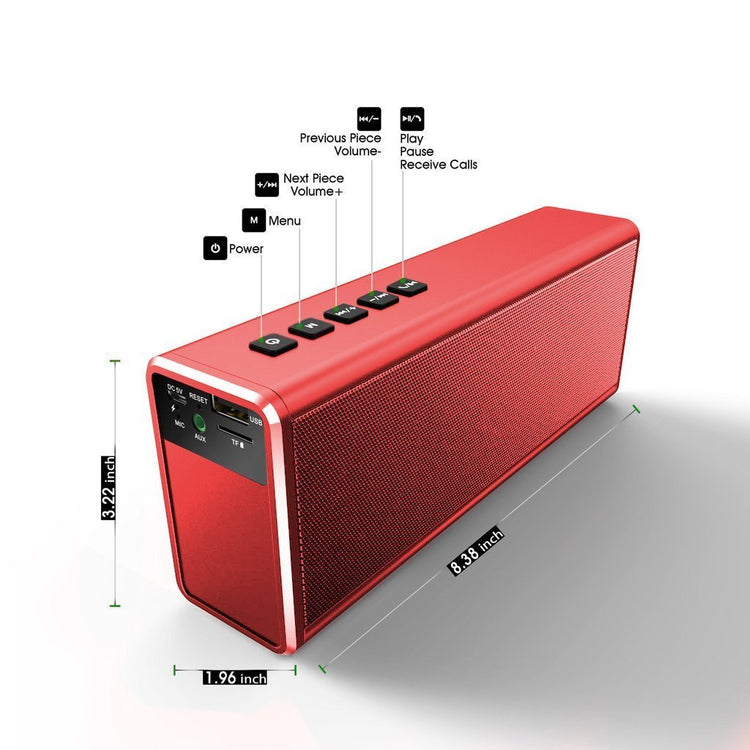 RED BLUETOOTH WIRELESS SPEAKER WITH FM RADIO