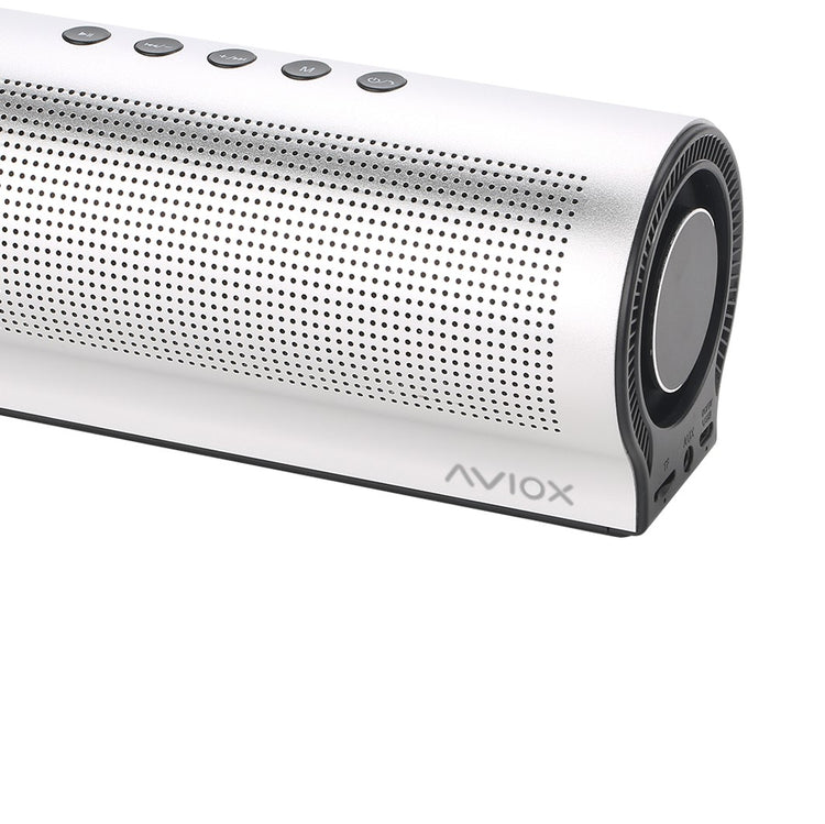 SILVER WIRELESS BLUETOOTH SPEAKER WITH FM RADIO TUBE SHAPED