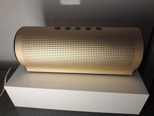 SECOND HAND -  GOLD WIRELESS BLUETOOTH SPEAKER WITH FM RADIO TUBE SHAPED