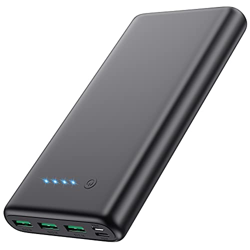 Power Bank,【36800 mAh High Capacity】Portable Charger Fast Charge with 3 Outputs & Type-C Input External Battery Pack with 4 LED Lights Ultra Compact for Smart Phone, Tablet - Classic Black