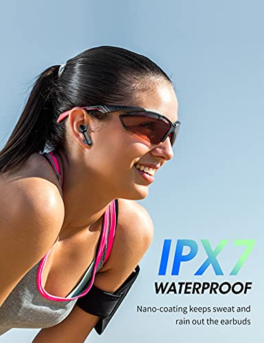 Bluetooth Headphones, Wireless Earbuds Bluetooth 5.1, Powerful Bass, 40 Hours Playtime with Charging Case, IPX7 Waterproof, Earphones Suitable for Work, Games and Sports (Black)