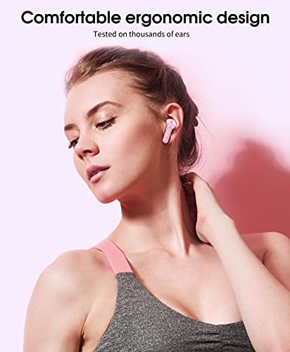 Bluetooth Headphones, Wireless Earbuds Bluetooth 5.1, Powerful Bass, 40 Hours Playtime with Charging Case, IPX7 Waterproof, Earphones Suitable for Work, Games and Sports (Black)