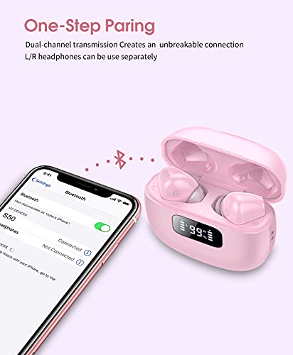 Bluetooth Headphones, Wireless Earbuds Bluetooth 5.1, Powerful Bass, 40 Hours Playtime with Charging Case, IPX7 Waterproof, Earphones Suitable for Work, Games and Sports (Black)